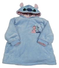 Světlemodrá chlupatá oboustranná oversize mikina s kapucí - Stitch Primark