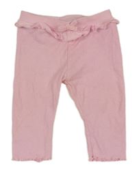 Světlerůžové žebrované legíny s volánkem 