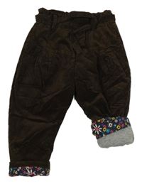 Čokoládové zateplené manšestráky s páskem  