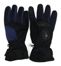 Černo-tmavomodré zateplené prstové rukavice