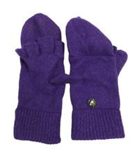 Fialové třpytivé pletené překlápěcí rukavice 