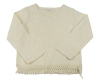 Smetanové žebrované triko s třásněmi