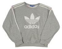 Šedo-světlerůžová melírovaná mikina Adidas