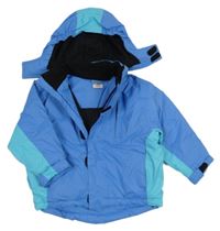 Modro-azurová šusťáková funkční zimní lyžařská bunda s odepínací kapucí crane