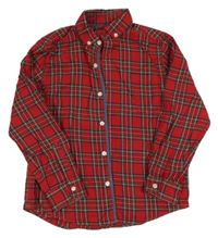 Červeno-tmavomodro-zelená kostkovaná flanelová košile Next