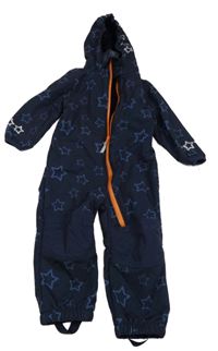 Tmavomodrá softshellová zateplená kombinéza s hvězdami a kapucí Topomini