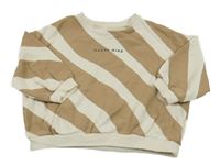 Hnědo-béžová pruhovaná oversize mikina s nápisem Zara