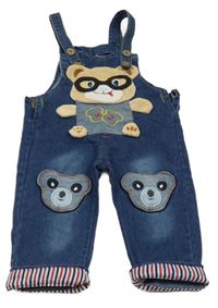 Tmavomodré laclové rifle s medvědy 