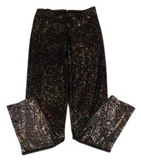 Černo-růžové sametové třpytivé legíny Dunnes