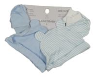 Nové - 4set - 2x čepice -světlemodrá + pruhovaná + 2x rukavice Dunnes