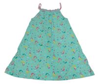 Modrozelené bavlněné šaty s mořskými pannami Lupilu