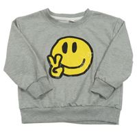 Šedá mikina se smajlíkem 