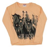 Meruňkové triko s koňmi a všitým topem Yigga