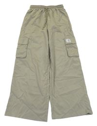 Khaki široké kalhoty s kapsami Shein