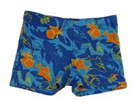 Modro-oranžové nohavičkové plavky se žraloky Speedo