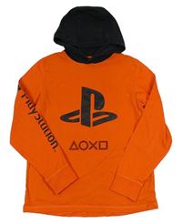 Oranžové triko PlayStation s kapucí Next