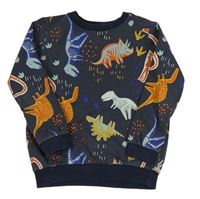 Tmavomodrá mikina s dinosaury F&F