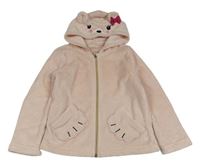 Světlerůžová chlupatá propínací mikina s kapucí - medvídek H&M