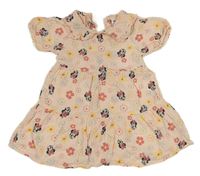 Světlerůžové kytičkované mušelínové šaty s Minnie Primark 