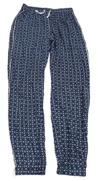 Tmavomodro-bílé vzorované turecké kalhoty H&M