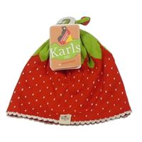 Nové - Červeno-zelená vzorovaná pletená čepice - jahůdka zn. Karls