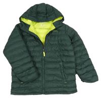 Tmavozelená funkční šusťáková prošívaná zimní bunda s kapucí Mountain Warehouse