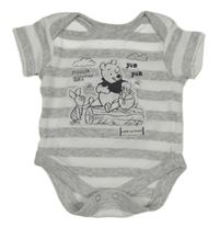 Šedo-bílé pruhované body s medvídkem Pú George 