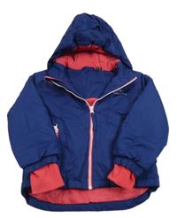 Tmavomodro-růžová šusťáková zimní bunda s kapucí Lupilu