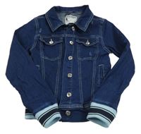 Tmavomodrá riflová crop bunda s prošoupáním a koníkem Steeds