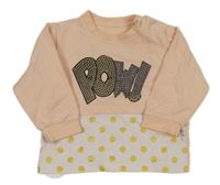 Broskvovo-bílá mikina s nápisem 