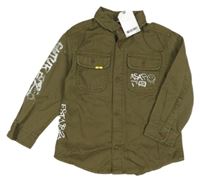 Nové - Hnědá riflová košile s nápisy Next