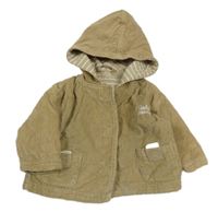 Béžová manšestrová zateplená bunda se zajíčkem a kapucí 