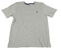 Šedé melírované tričko s výšivkou 