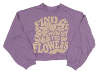 Lila crop mikina s nápisem H&M