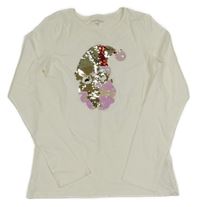 Bílé triko se Santou z překlápěcích flitrů 