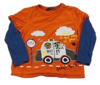 Červeno-tmavomodré triko s policejním autem George 