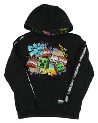 Černá mikina s Minecraft s kapucí Nutmeg