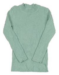 Světlezelený žebrovaný třpytivý svetr Tu