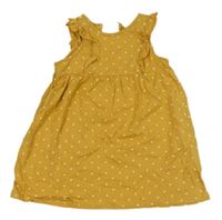 Okrové puntíkované bavlněné šaty s volánky H&M