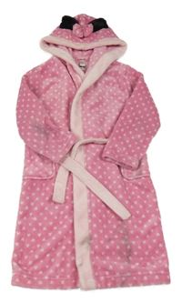 Růžový puntíkovaný chlupatý župan s kapuci - Minnie Disney + C&A