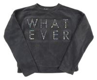 Šedá plyšová crop mikina s nápisem 