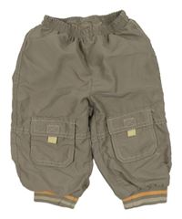 Hnědé šusťákové podšité cuff kalhoty 