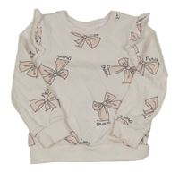 Pudrová mikina s mašličkami a volánky George 