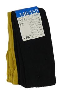 Nové - 2x - Černé + žluté punčocháče Y.F.K.