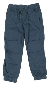 Modrošedé plátěné jogger kalhoty H&M