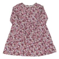 Světlerůžové bavlněné květované šaty H&M