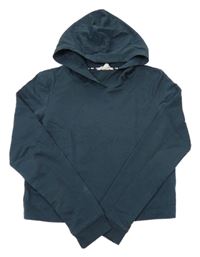 Petrolejová crop mikina s kapucí H&M