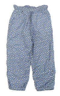Bílo-modré vzorované lehké kalhoty H&M