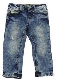 Tmavomodro-bílé plísňové skinny rifle s prošoupáním Denim Co.