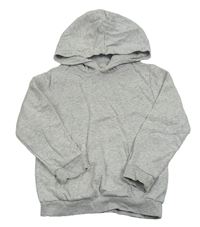 Světlešedá melírovaná mikina se srdíčkem a kapsou a kapucí H&M